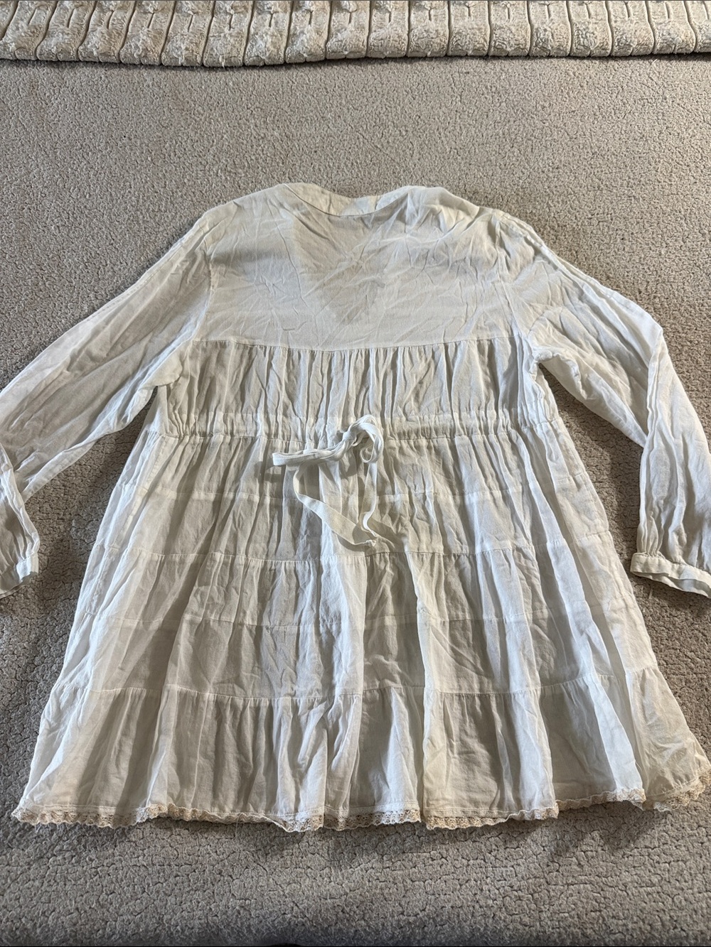 Tasha Polizzi Cream 100% Cotton Tunic with Gold Embroidery Large - Picture 8 of 8